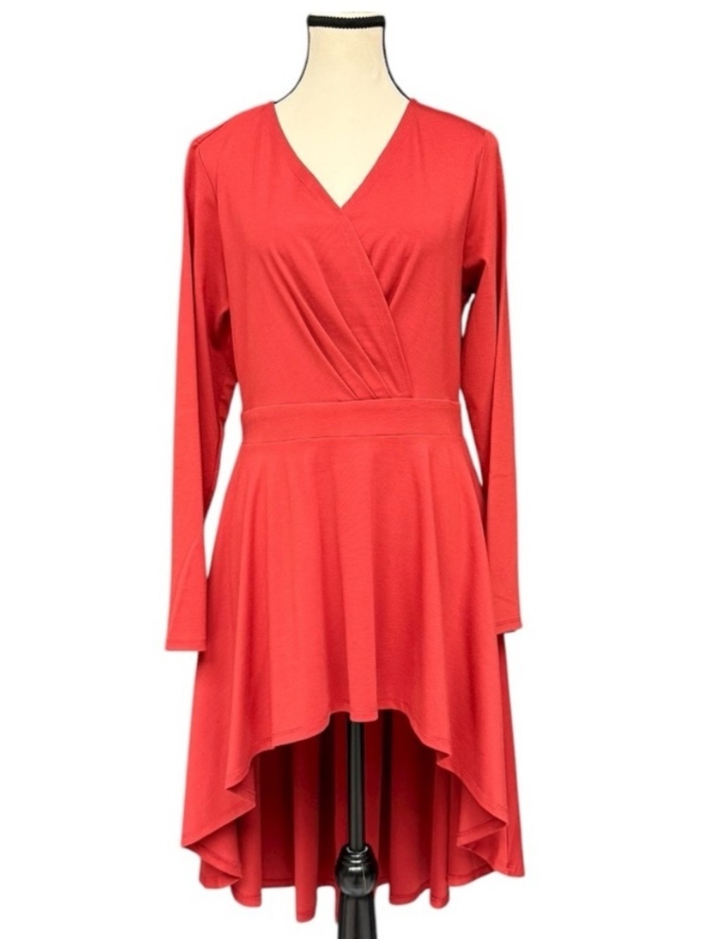 Everyday Jones by Madeline Jones Rust Red Long Sleeve Dress High Low Hem, Size M